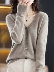 Women's Sweater Spring Autumn Cardigans V-neck Single Breasted Short Slim