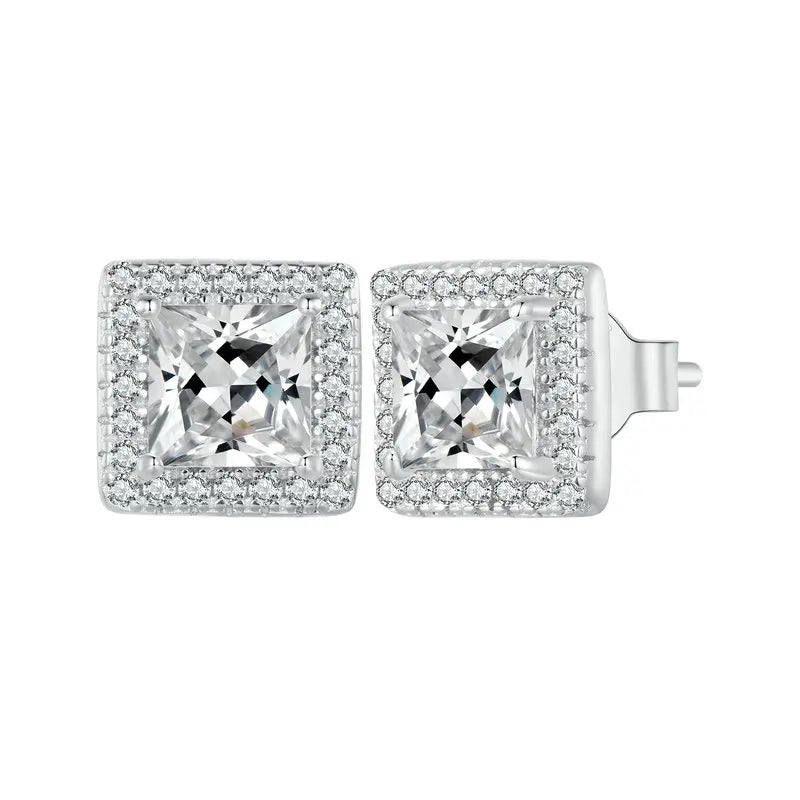 BAMOER Gold Plated Halo CZ Stud Earrings 925 Sterling Silver Hypoallergenic Classic Elegant Heart Earrings Jewellry BSE894