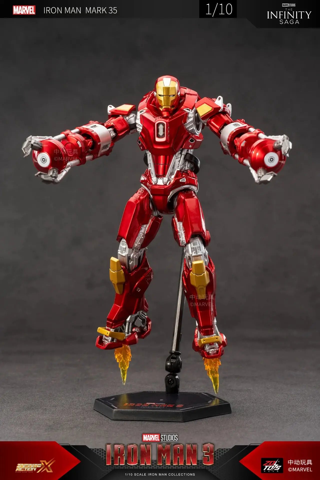 ZD Toys Iron Man MK35 Red Snapper Action Figure Iron Man Mk41 Mk47 Tank MK24 MK22 1/10 Scale Iron Man Collections Gift