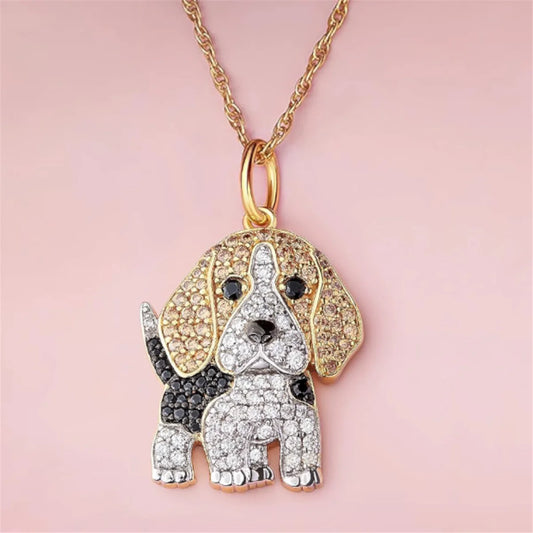 Exquisite Cute Beagle Pendant Necklace for Women Elegant Pet Puppy Jewelry