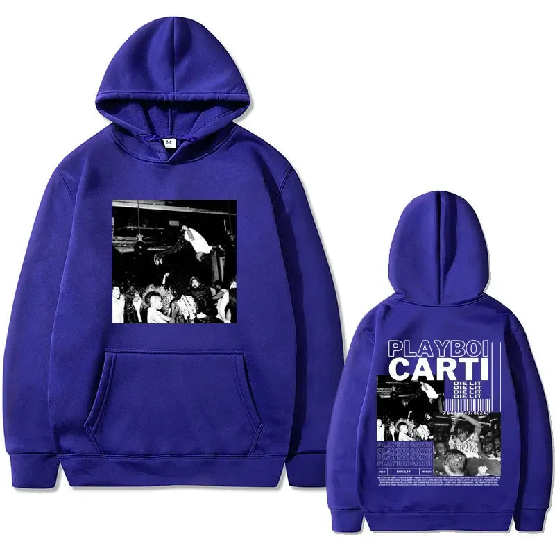 Hip Hop Rapper Playboi Carti Die Lit Music Album Hoodie Men's Fleece Cotton Sweatshirt