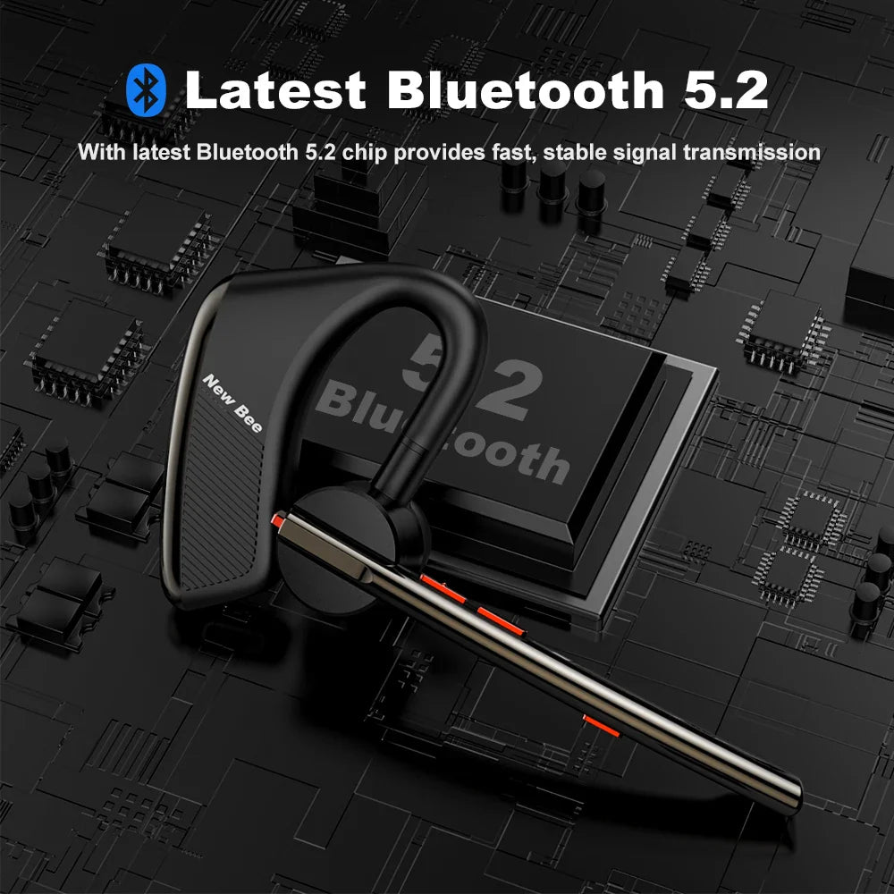 New Bee M50 Bluetooth Headset Wireless Earpiece Earphones 24 Hrs Talk Time V5.2 Headphones with Dual Mic CVC8.0 Handsfree