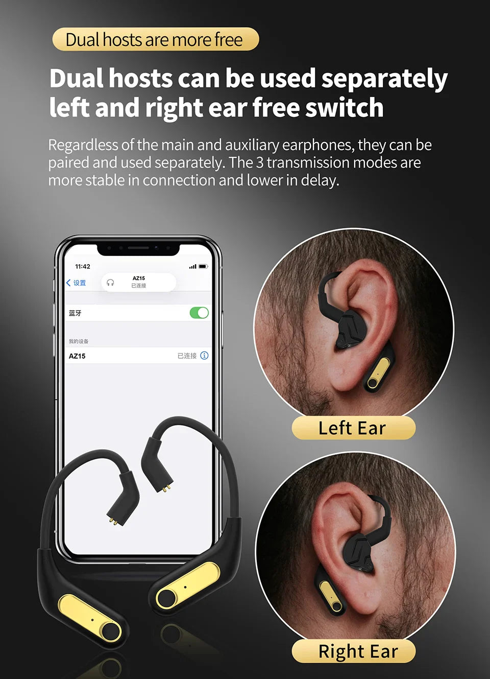 KZ AZ15 Upgrade Wireless Headphones Bluetooth-compatible 5.2 Cable Wireless Ear Hook With Charging Case AZ09 PRO AZ10 Z1PRO Z3