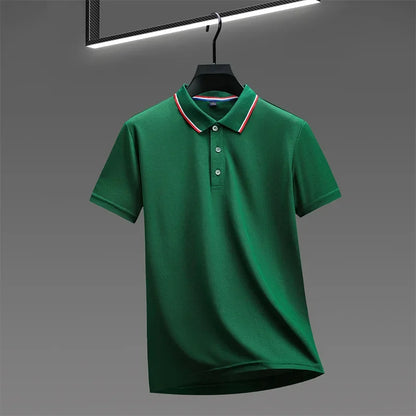 2025 New Men's Casual Solid Color Short Sleeved Polo Shirt Summer Fashionable and Comfortable Versatile Top