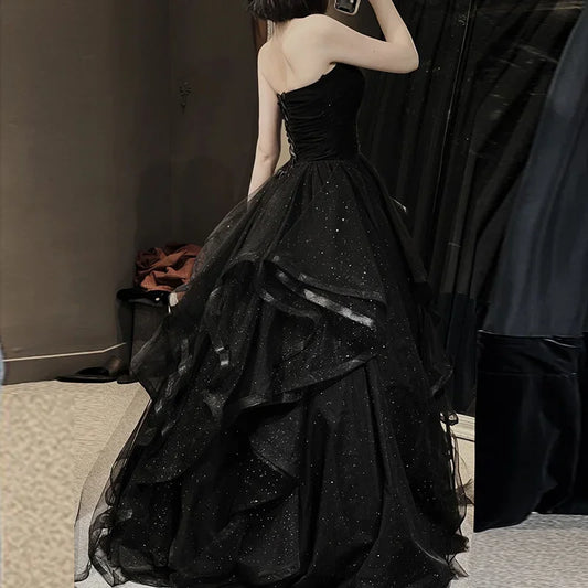 Homecoming Dresses: Wedding Party Dresses Strapless Tiered Draped Prom