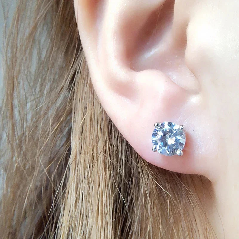 Smyoue 0.1-3CT Test Passed Moissanite Studs Earrings for Men Women S925 Silver Platinum Plated Bride Wedding Lab Diamond Studs