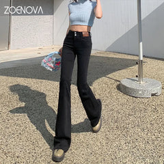 Y2K 2023 Beautiful Bell Bottoms Xshape Women Full Length Jeans