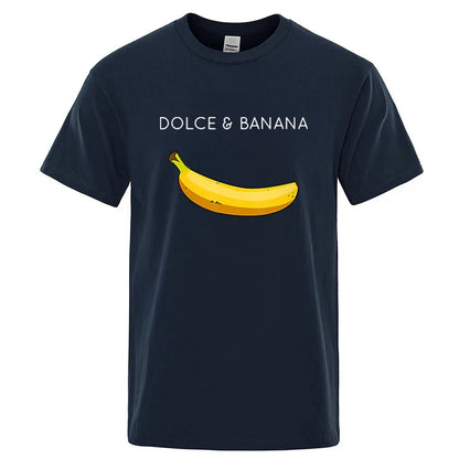 Summer Men's T-shirt High Quality 100%Cotton Funny Banana Printing Loose O-neck Men Short Sleeve Casual For Male T-shirt Top Tee