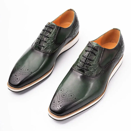 2023 New Design Casual Mens Business Formal Shoes For Men Dress Green Genuine Leather Sneaker Shoes Geen Black