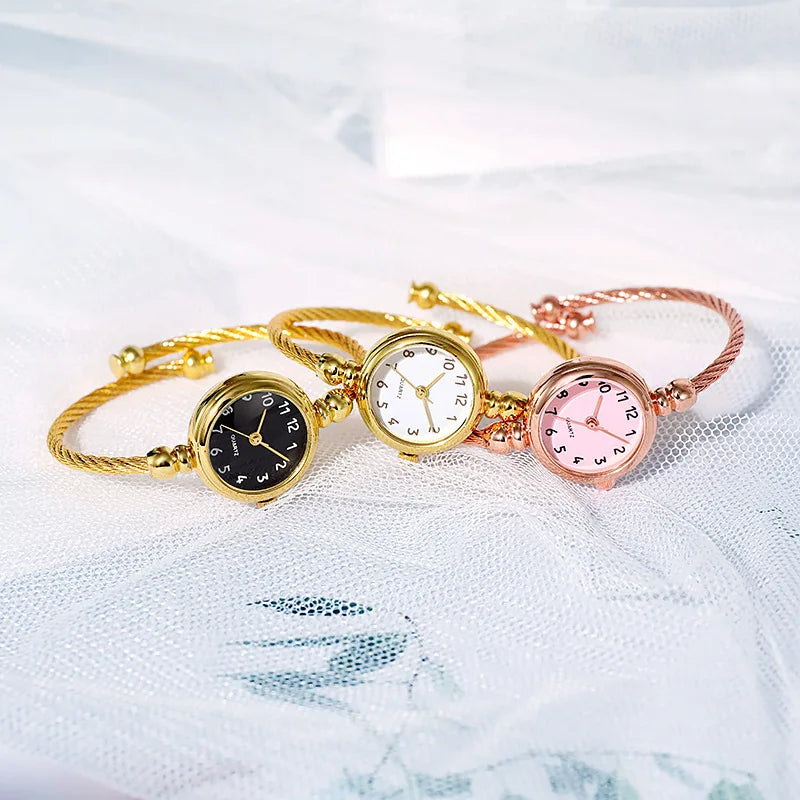 Luxury Women's Watch Small Gold Bangle Bracelet Watches Stainless Steel Retro Ladies Quartz Wristwatch Female Thin Chain Clock