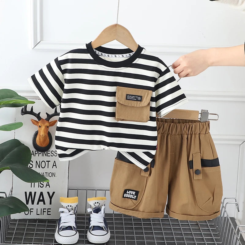 New Baby Boys Clothes Suit Summer Children Fashion Striped T-Shirt Shorts 2Pcs/Sets Toddler Casual Costume Kids Tracksuits