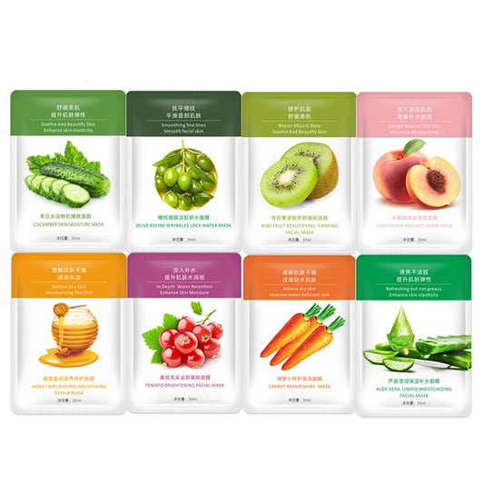 8pcs Natural Plant Face Mask Beauty Skincare Masks Moisturizing Firming Hydrating Facial Mask Face Care Korean Cosmetics