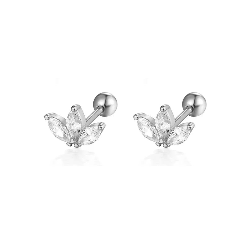 WANTME 925 Sterling Silver Fashion Love Butterfly Romantic Star Crown Screw Stud Earrings for Women Ear Bone Piercing Jewelry