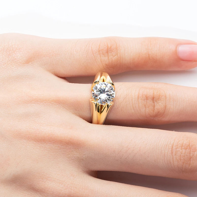 925 Sterling Silver Ring Woman Yellow Color Wedding Bands Engagement Gift