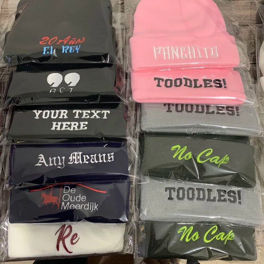 Personalized Custom Beanie Embroidery Text Name Design Logo Winter Hat for Men Women Knitted Cap