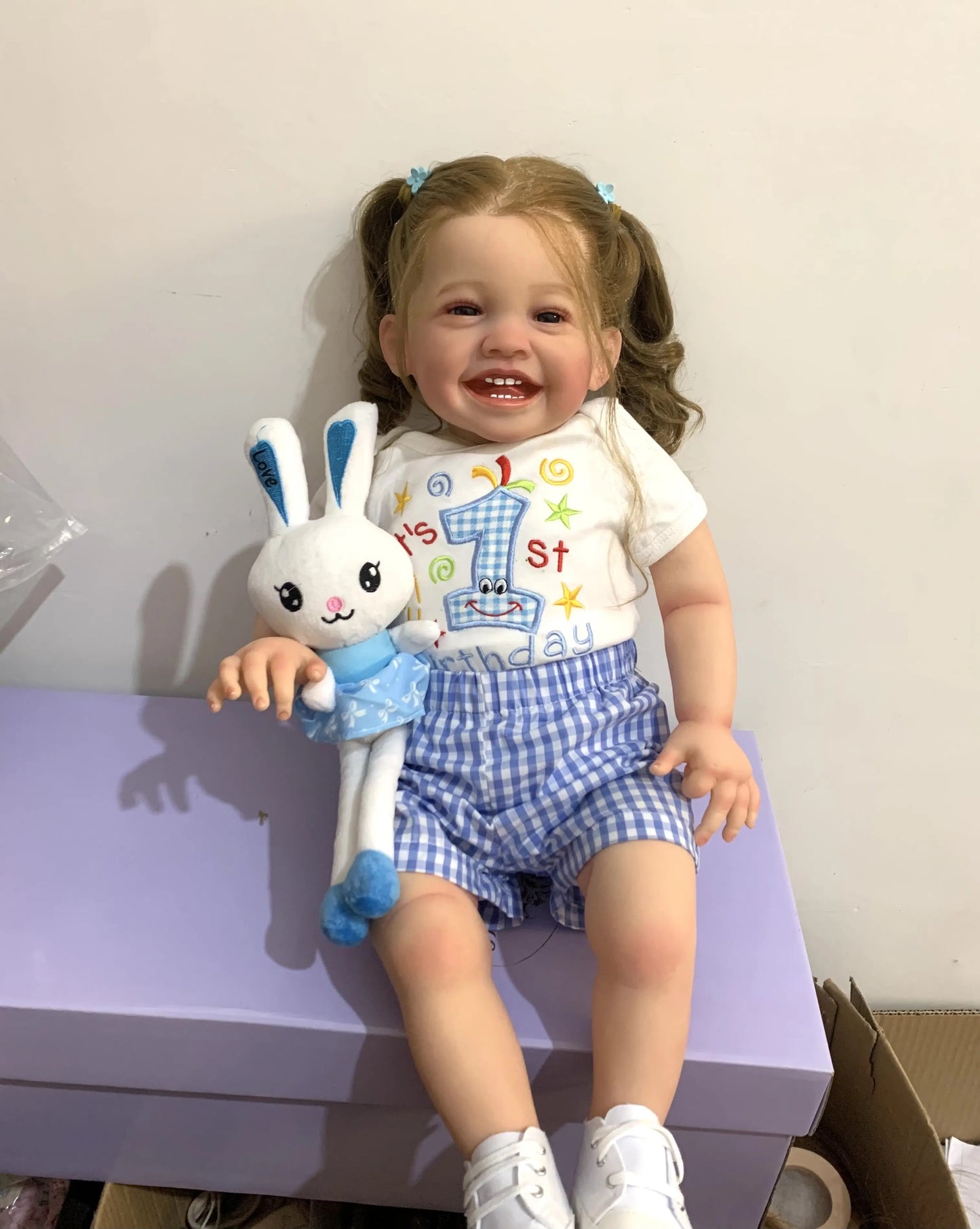 BZDOLL 60 CM 3D-Paint Skin Cloth Body Silicone Reborn Doll Baby Girl Blood Vessels Bebe Lifelike Art Hand Made Smile Toddler