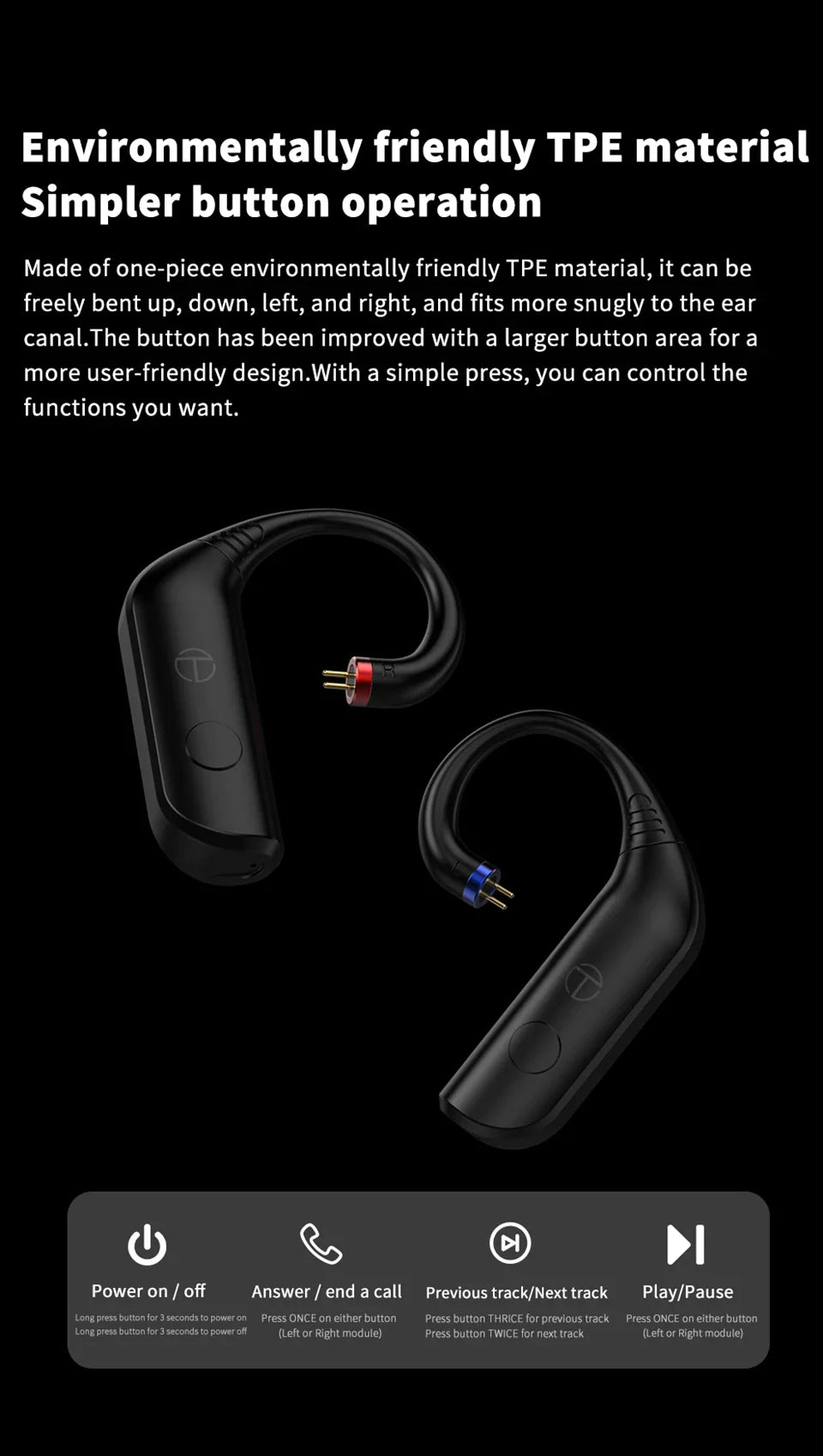 TRN BT20 PRO Wireless Bluetooth 5.3 HIFI Earphones Module Upgrade Cable Replaceable For air pods Conch 0.75 0.78 mmcx 2pinsqdc