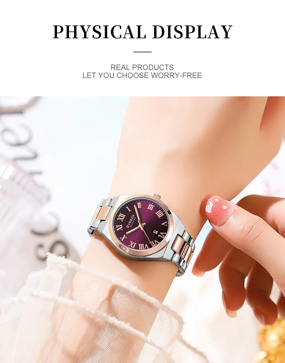 CURREN Luxury Women Watches Fashion Casual FemaleLadies Stainless Steel Quartz Wristwatches Life Waterproof Girlfriend Gift