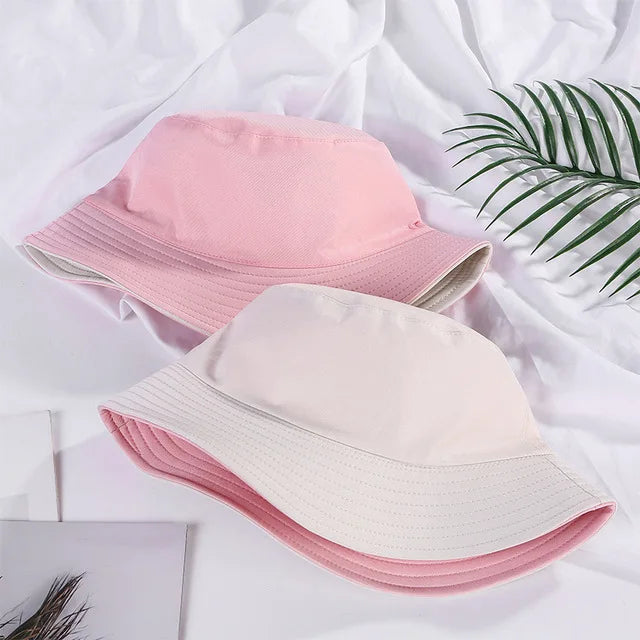Double-sided Wearing Cap Solid Color Bucket Hat Men Women Sun Hat Reversible Fisherman Hat Summer Panama Cap Sun Fishing Gorros