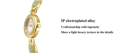 UTHAI Women's Watch Ladies Bracelet Luxury Brand Waterproof Retro Natural Dongling Stone Hotan Jade Advanced Chain Watches Gift