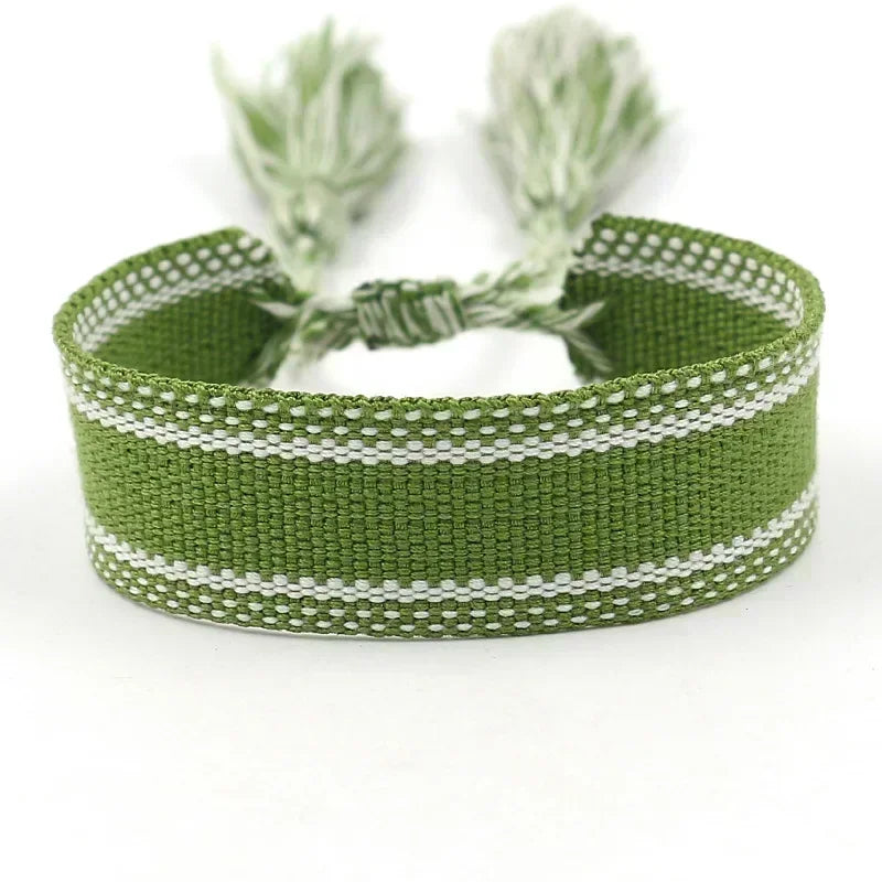 Ethnic Personality Braided Fabric Bracelet for Women Bohemian Adjustable Bracelet Handmade Wrist Bracelet Tassel Fashion Jewelry