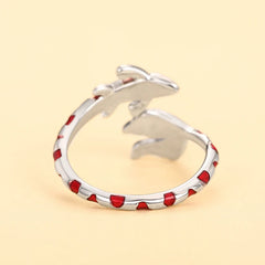 Huitan Creative Red Koi Design Opening Rings for Women Handmade Fish Rings Daily