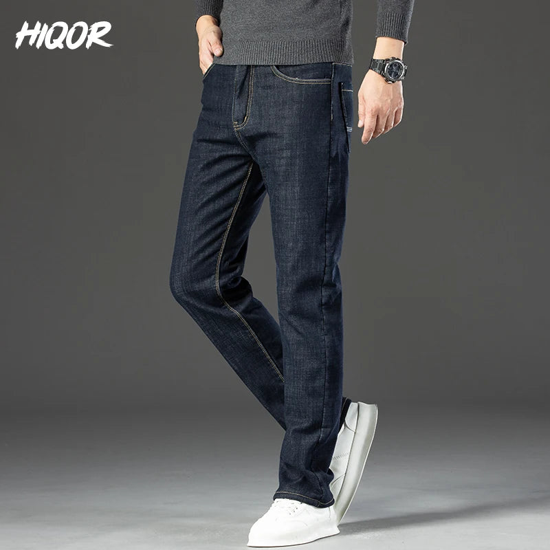 Straight Pants Man Lamb Fluff Baggy Jeans Business Casual Fleece Soft Denim