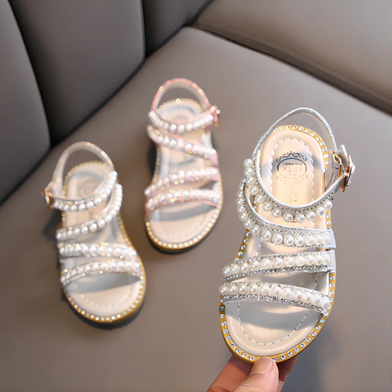 Girl Sandals Summer Fashion Kids Baby Girls Bling Rhinestone Princess Single Sandals For Little Big Girl's Shoes