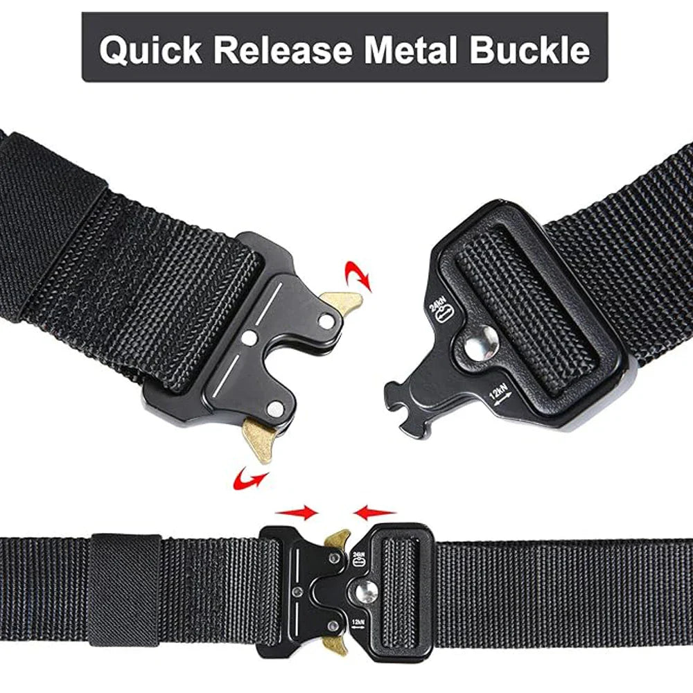 Men Tactical Belt Quick Release Outdoor Zinc Alloy Buckle Belt Soft Real Nylon Sports Hiking Camping Hunting Belt