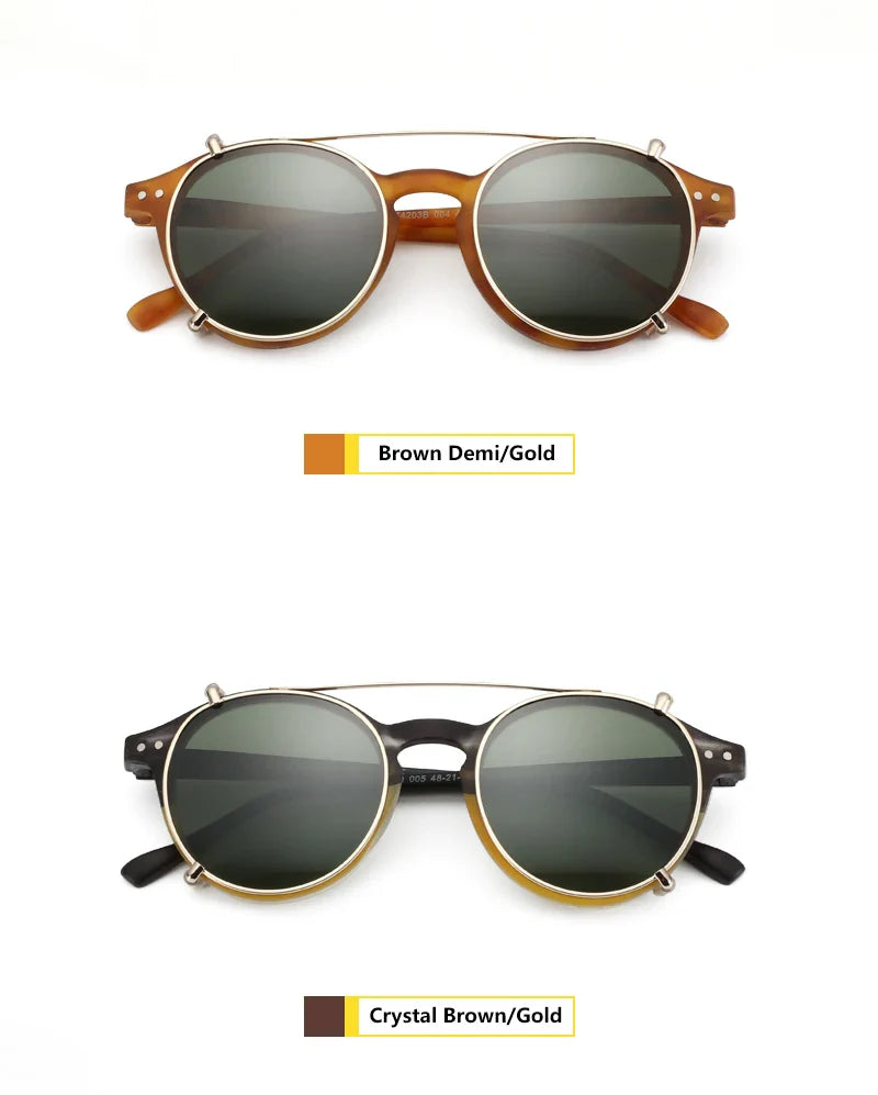 ZENOTTIC Steampunk Style Glasses (Anti Blue Light Blocking Eyewear) + Clip Lenses（Polarized Sunglasses Clips）for Women Men