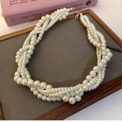 Bohemian Style Imitation Pearl Multi-layered Women's Necklace Exaggerated Fashion