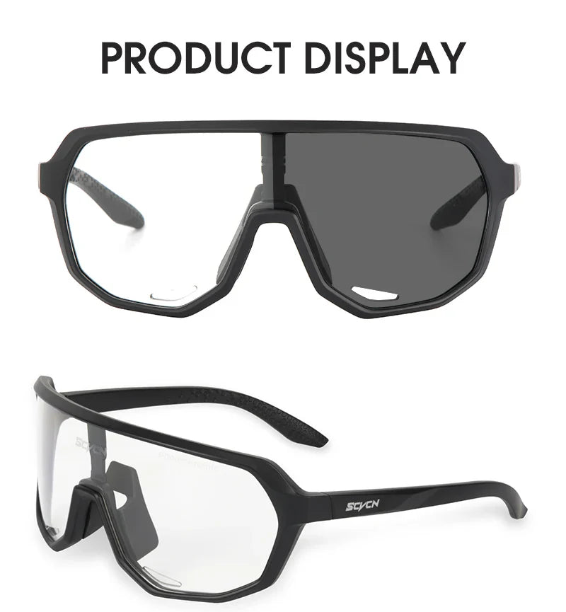SCVCN Photochromic Cycling Sunglasses Cycling Glasses UV400 Bicycle Eyewear Sports MTB Outdoor Bike Goggles Sunglasses Eyepieces