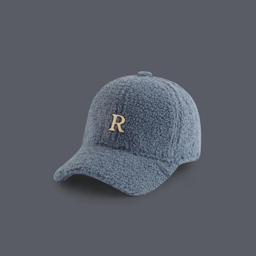 Baseball Cap Winter Hats For Women Men Unisex Letter Metal Logo Imitation Cashmere Keep Warm Simple Casual Winter Cap New Velvet