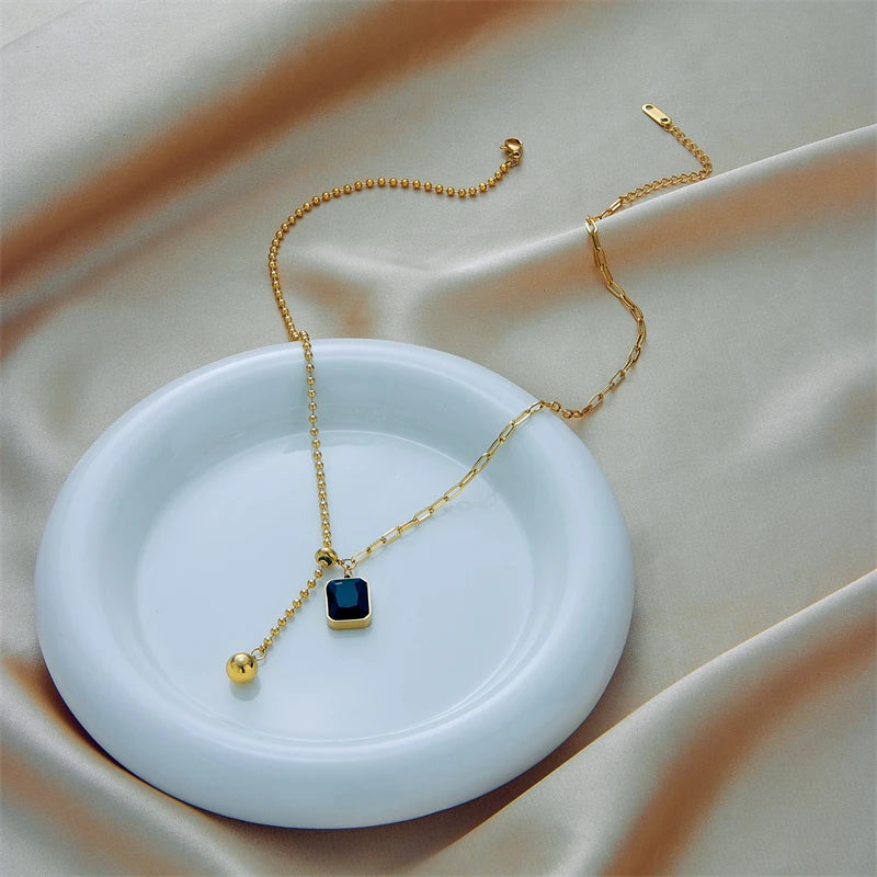 Stainless Steel Geometry Star Moon Butterfly Pendant Multilayer Chain Choker Necklace