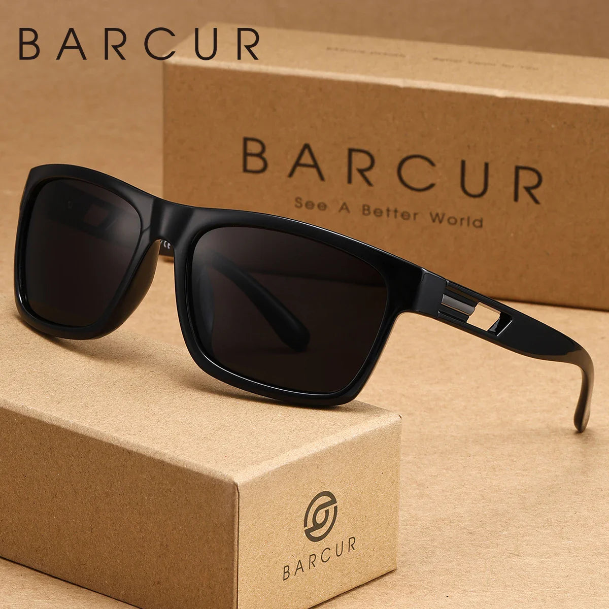 BARCUR Women Box Printed Polarized Sunglasses Tourism Camping Walking Sunscreen Tourism Brand Packaging Gift Giving Men Glasses