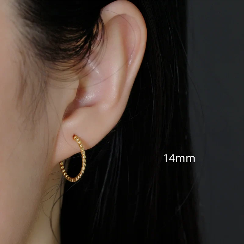 WANTME 925 Sterling Silver Fashion Minimalist Beads Huggies Hoop Earrings for Women Trend Charm Ear Buckle Bohemian Jewelry Gift