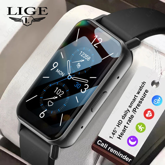 LIGE Smart Watch Men Women Smart Bracelet Wristband 1.45 Inch Heart Rate Waterproof Sports Fitness Tracker Bluetooth Call Band