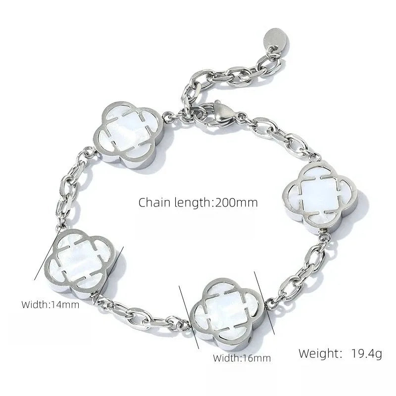 Stylish Petal Chan Bracelets for Men Boys,Waterproof Natural Shell Chain Links Wristband,Birthday Gift
