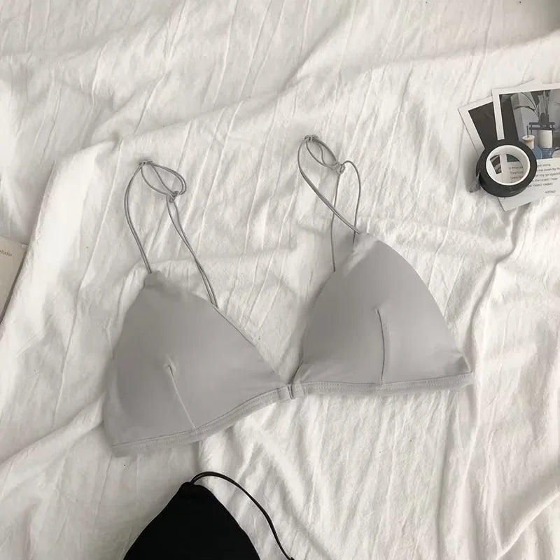 French Style Women Bra Thin Belt Bralette Girls Triangle Cup Underwear Bras