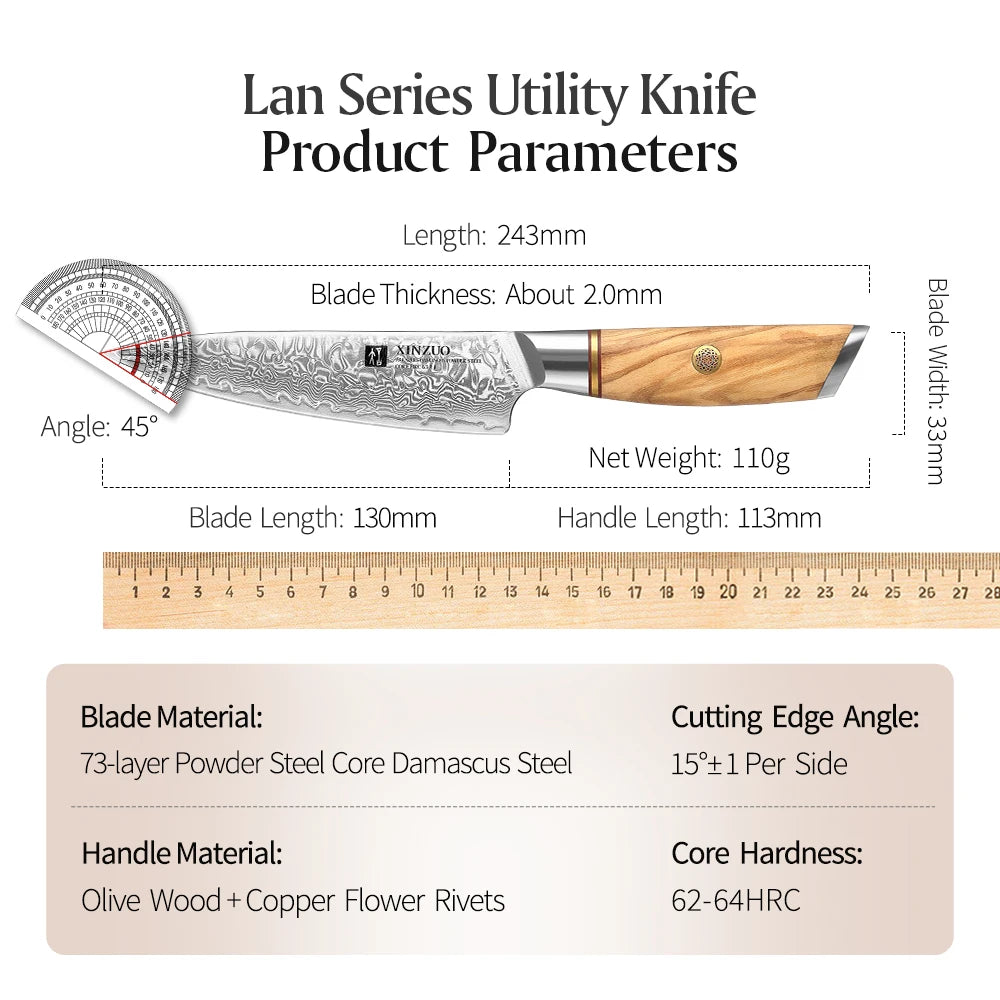 5" inch Utility Knife Kitchen Knives Japanese 73-layer Powder Steel Core