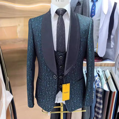 Blazers Jacket Pants Vest / Men Suit Business Wedding Fashion Host Clothes Slim Fit Coat