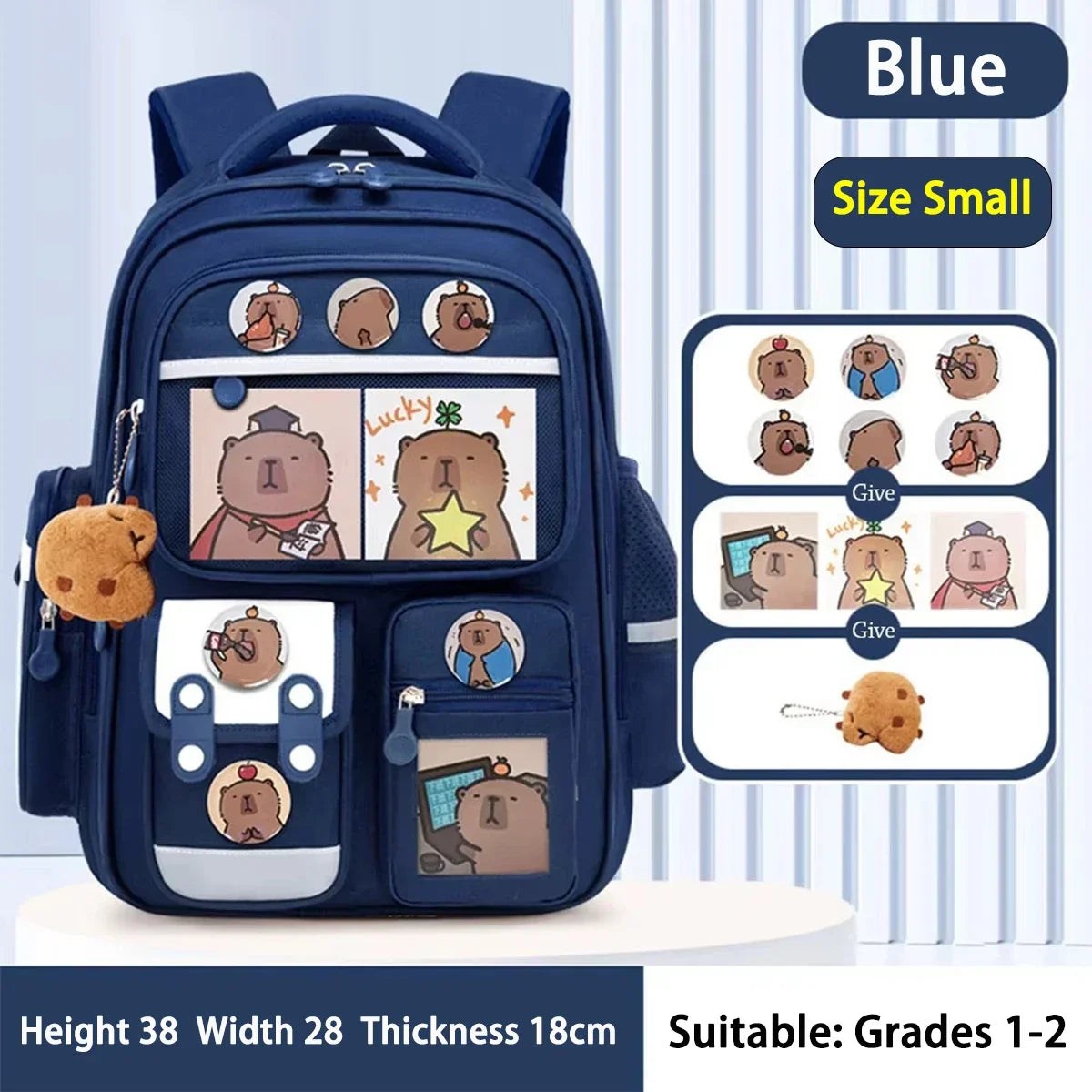 Capybara School Bag Waterproof Backpack Large Capacity Alleviate Burden Protecting Spine Widen Straps Backpack for Students Gift