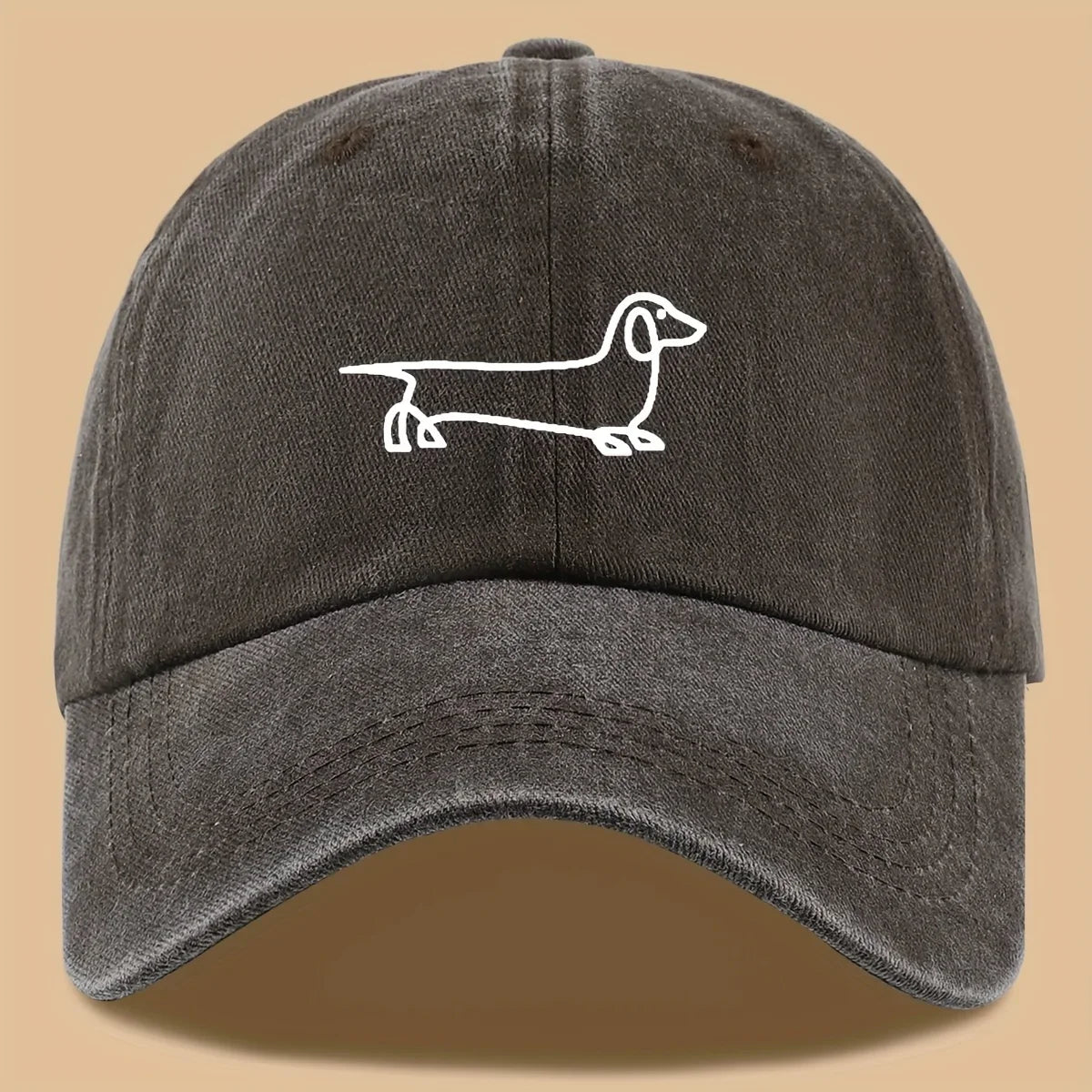 Simple dog print baseball cap, versatile for both men and women, suitable for outdoor travel as a hat for pet enthusiasts