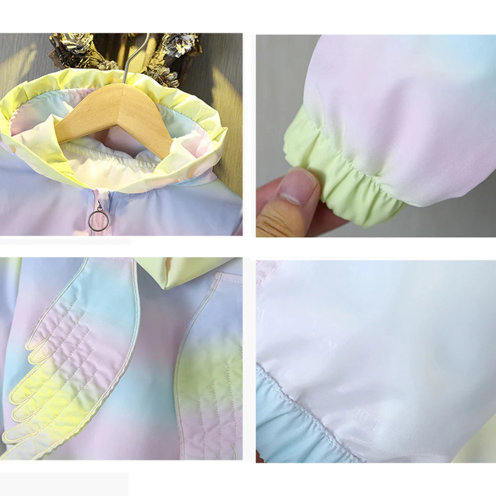 Baby Kids Hoodie Spring Autumn Jacket Cute Wings Long Sleeve Sport Outwear For Girls Children Clothing 2 4 5 6 Years Old