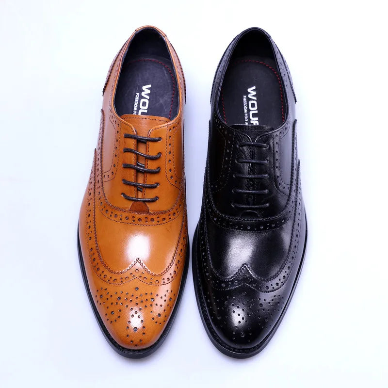 Luxury Italian Mens Formal Shoes Genuine Leather Handmade Quality Fashion Designer Brogues Wedding Social Shoes for Male Size 44
