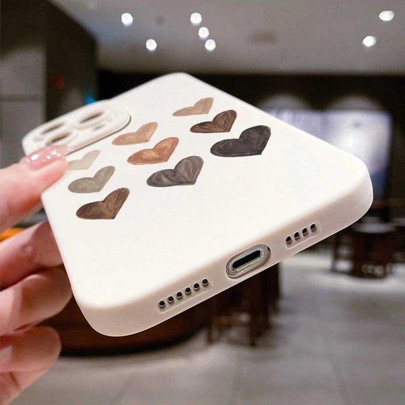 Case For iPhone 16 15 Case iPhone 14 Pro Max Case Heart Pattern Graphic Print Phone Case For iPhone 13 12 11 XS X 7 8 Plus Cover