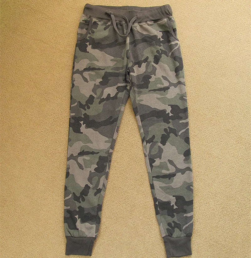 Womens Elastic Band Camouflage Trousers Autumn Breathable Jogger Harem Pants