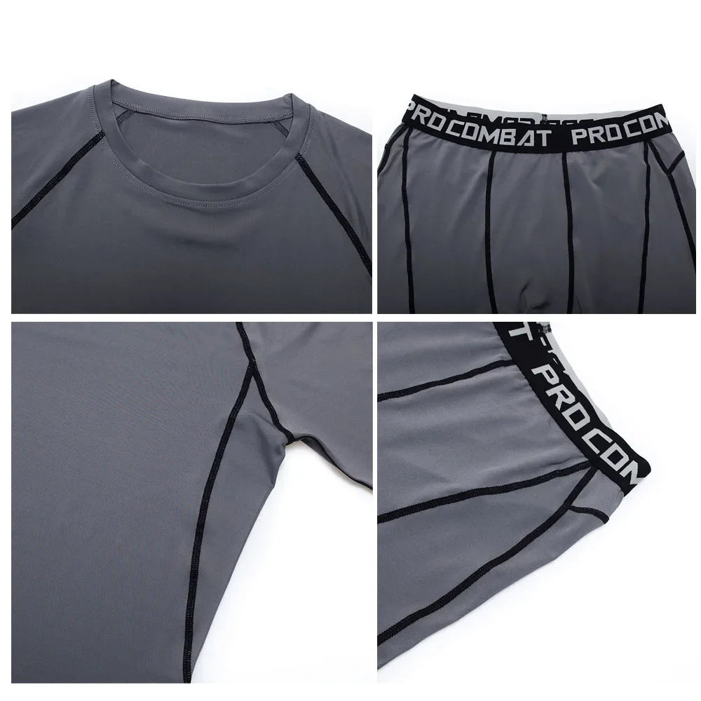 2024 Men's Running Fitness Sportswear Athletic T-Shirt Training Gym Clothes Sports Suits Workout Jogging Rashguard Men's Kit