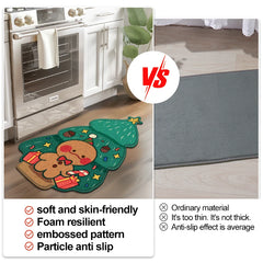 Gingerbread Kitchen Rugs Christmas Doormat Floor Mat With Gingerbread Man Non-Slip