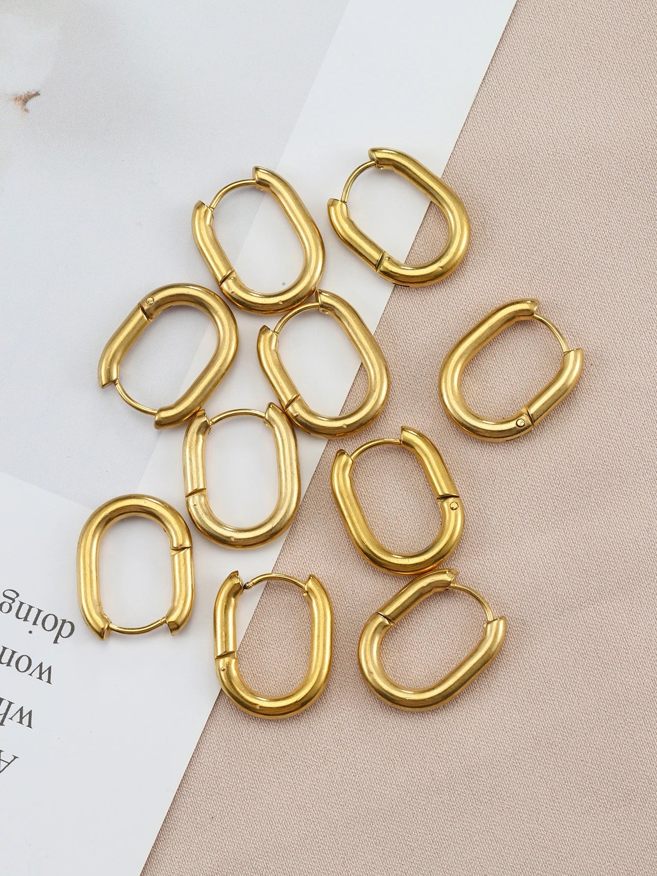 10pcs Stainless Steel Thick Wire Hoop Earrings Punk Hiphop Huggie Piercing